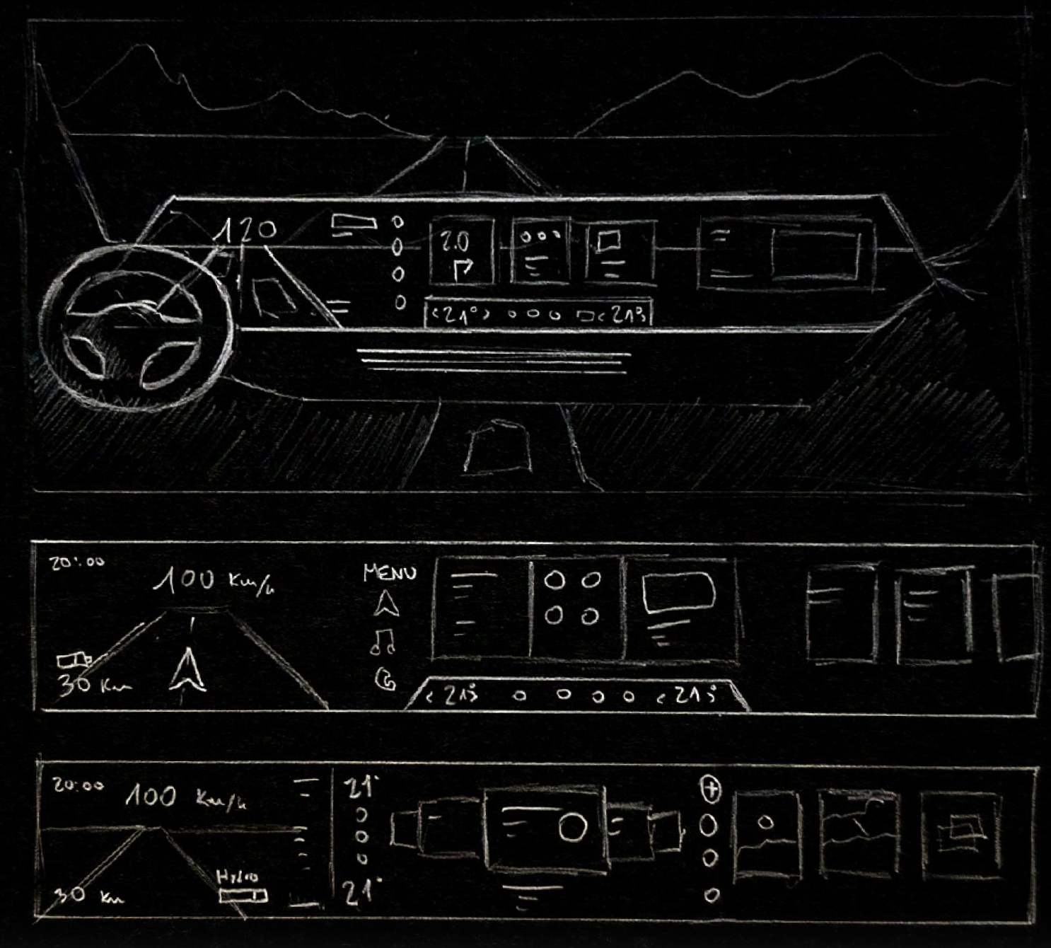 Dune Hydrogen Car Interface Sketches